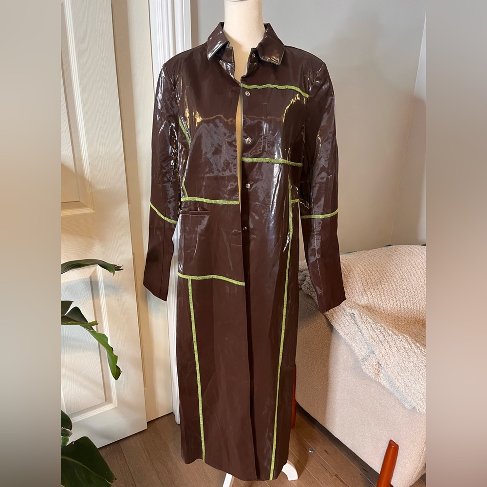 I.AM.GIA Dolls Kill vinyl chocolate trench coat, L, new - Picture 9 of 16
